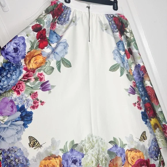 Alice + Olivia Earla Floral Flare Midi Skirt Garden Brunch Size 10 NWT - Picture 7 of 15